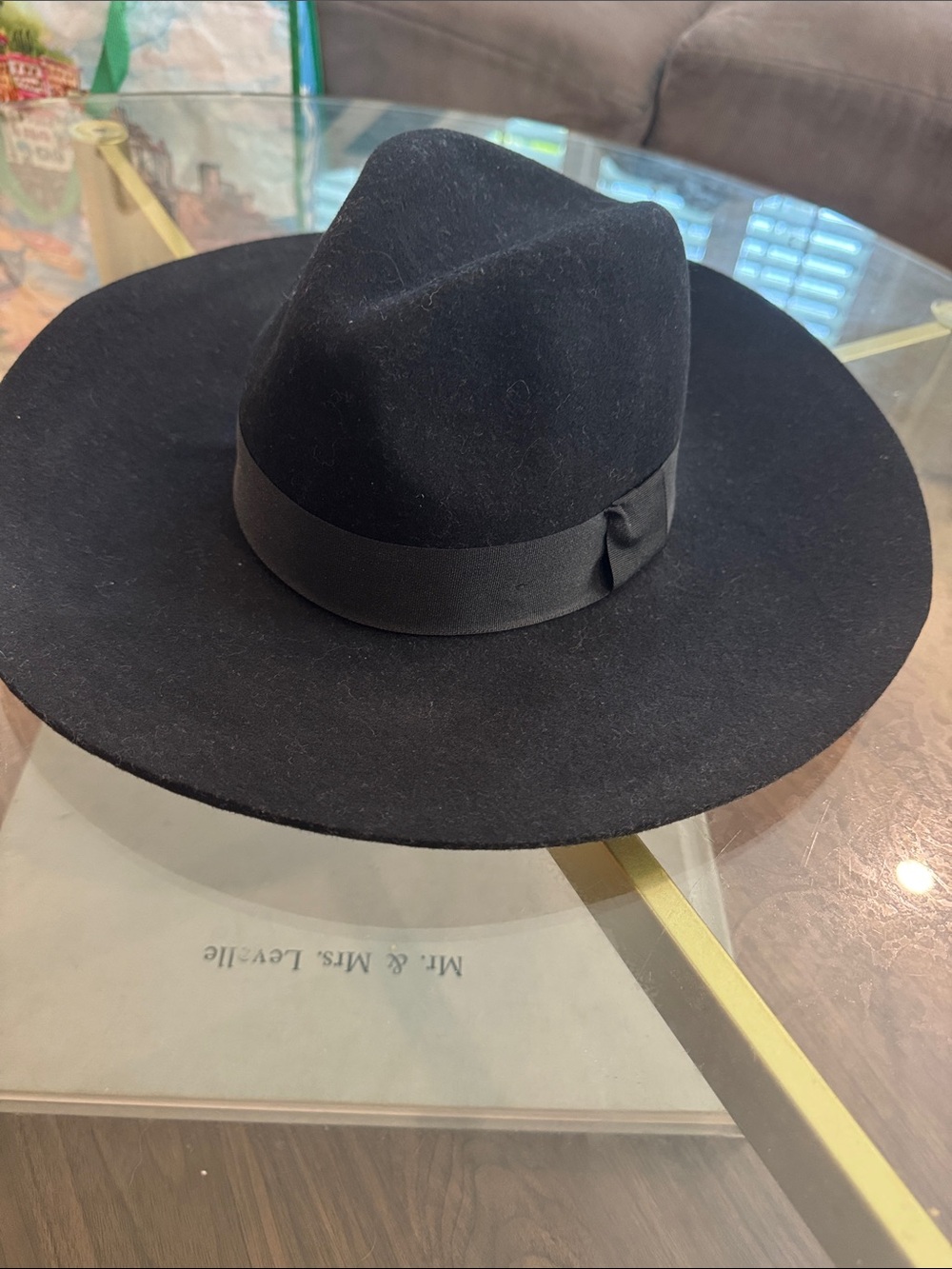 Black Wide-Brim Wool Fedora Hat - Classic Women’s Accessory